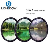 Bộ lọc ống kính Lightdow 3 trong 1 UV + CPL + FLD 49mm 52mm 55mm 58mm 62mm 67mm 72mm 77mm 82mm cho máy ảnh Nikon Sony Pentax Canon