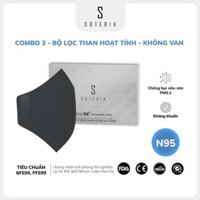 Bộ Lọc Soteria - Filter Không Van - Combo 3 - Bộ lọc đạt chuẩn Mỹ N95 BFE PFE 99 lọc đến 99 bụi mịn 0.1 micro, vi khuẩn, khí độc - L
