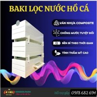 Bộ Lọc Thác Baki 3 4 Tầng size ( 85x20x25)cm  Composite Trắng/Đen- Full Vật Liệu Lọc, Lọc Nước Vượt Trội Cho Hồ Cá Koi