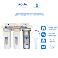 Bộ lọc thô 3 cấp 10 inch Aqua khử mùi, khử phèn, lọc cặn... dùng cho sinh hoạt, nấu ăn