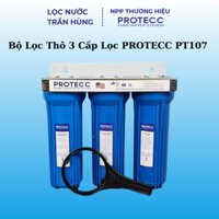Bộ Lọc Thô 3 Cấp Lọc 10 Inch PROTECC PT107 - Lọc Nước Giếng Phèn, Tắm Giặt, Tiền Lọc, Dưới Gầm Bếp