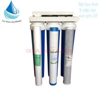 Bộ lọc thô 3 cấp lọc 20 inch ren phi 27 màu xanh.