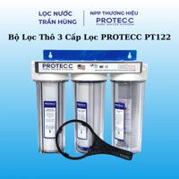 Bộ Lọc Thô 3 Cấp Lọc PROTECC PT122 10 Inch - Lọc Nước Giếng, Máy, Kim Loại, Canxi, Nâng pH