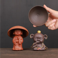 Bộ Lọc Trà, Lược Trà Bằng Gốm Hình Chú Tiểu Dùng Pha Trà