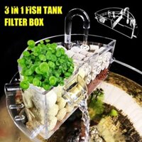 Bộ lọc trên bể cá Acrylic TTHOUSE, Hộp lọc bên ngoài loại treo 3 trong 1, Lỗ cạnh trong suốt cao Máy lọc nước bể cá Thác nước im lặng Thủy canh Trồng cây xanh