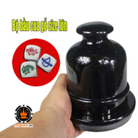 Bộ lon lắc bầu cua chơi tài xỉu nhựa đen kèm đế và xúc xắc