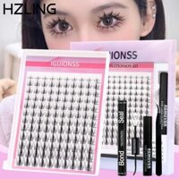 Bộ lông mi cá nhân HZLING, Vẻ ngoài tự nhiên Tự ứng dụng DIY tại nhà Manga Cụm mi, Bộ nối mi Wispy màu đen DIY