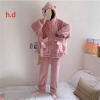 Bộ lông tai gấu nơ túi xinh xắn chất lông dày dặn siêu ấm