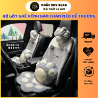 Bộ Lót Ghế Ngồi Hình Bàn Chân Mèo Xinh Xắn Dễ Thương - Bộ Gối Tựa Đầu Có 2 Màu - Khải Huy Scar
