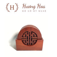 Bộ lót ly chữ Phúc gỗ hương sơn Pu 3 lớp cực đẹp.