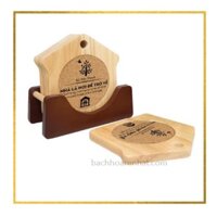 Bộ lót ly hình ngôi nhà, đế nâu 13 x 7.6 x 12.2 cm/Gỗ Đức Thành