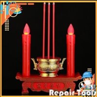 Bộ lư hương và 2 nến bàn thờ ông bà tổ tiên điện tử đèn led - nến không rời