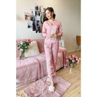 Bộ lụa Karoll quần dài tay cộc hoạ tiết trẻ trung NH21.002