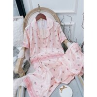 Bộ lụa Pijama Sam Luxury tay ngắn quần dài sắc Hồng ngọt ngào
