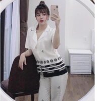 Bộ lụa satin chạy chân Chà neo