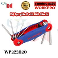 Bộ Lục Giác 8 Chi Tiết Đầu Bi Kiểu Gấp Tôm Tích WORKPRO WP222020 - HÀNG CHÍNH HÃNG