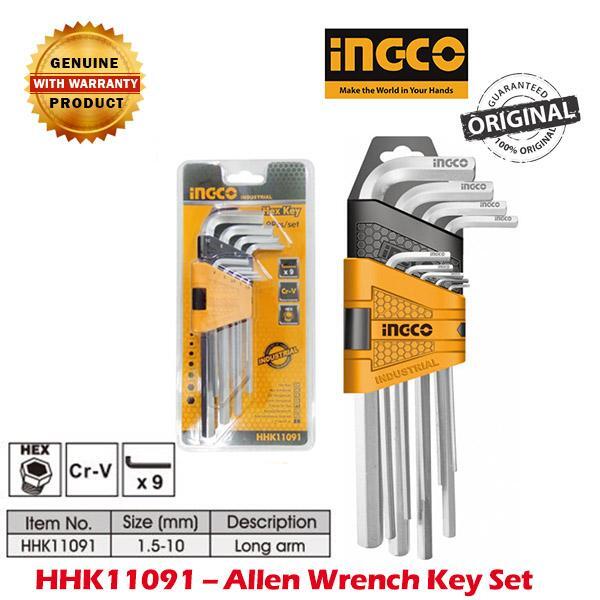 Bộ lục giác 9 cây 1.5 - 10mm Ingco HHK11091