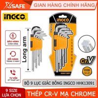 Bộ lục giác bông đa năng 9 chi tiết INGCO HHK13091 size T10-T50 thép CR-V chống rỉ mở ốc vít xe máy ô tô máy móc