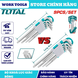 Bộ lục giác bông dài 9 chi tiết Total THT106391