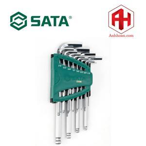 Bộ lục giác đầu bi 12 chi tiết hệ inch Sata 09-106 (Xám bạc)
