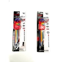 Bộ lục giác đầu bi 9 món dài nhiều màu sắc TOP PRO.TOOLS bộ khóa lục giác bi thép C60 siêu cứng - Tiêu chuẩn công nghiệp