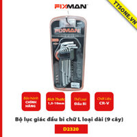 Bộ lục giác đầu bi chữ L loại dài (9 cây) FIXMAN D2320 - Chính hãng