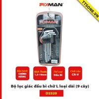 Bộ lục giác đầu bi chữ L loại dài (9 cây) FIXMAN D2320 - Chính hãng