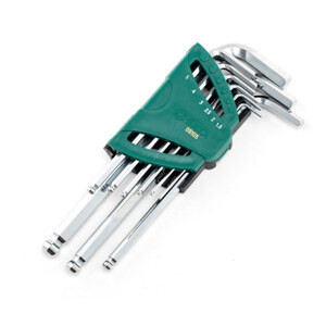 Bộ lục giác đầu bi dài 9 chi tiết Sata 09-105 (Xám bạc)