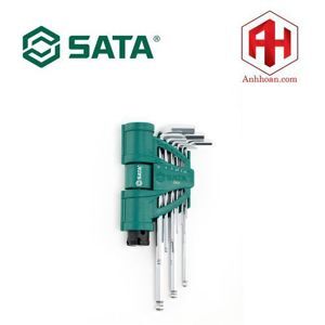Bộ lục giác đầu bi dài 9 chi tiết Sata 09-124 (Xám bạc)