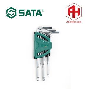 Bộ lục giác đầu bi dài 9 chi tiết Sata 09-105 (Xám bạc)