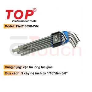 Bộ lục giác đầu bi hệ inch Top TW-21009B-WM (9 cây)