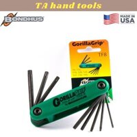 Bộ Lục Giác Gấp Cao Cấp Hoa Thị Bondhus 12634 GorillaGrip Made in USA, từ T9-T40