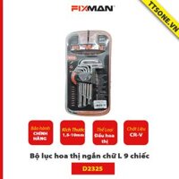 Bộ lục giác hoa thị ngắn chữ L 9 chiếc FIXMAN D2325 - Chính hãng