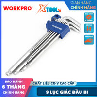"Bộ lục giác S2 đầu hình sao, kiếu chữ L, loại dài, 9 cái thép hợp kim CR-V Workpro - WP222036
