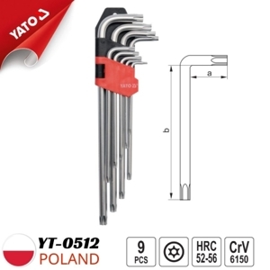 Bộ lục giác sao 6 cạnh hệ mét T10-T50 Yato YT-0512