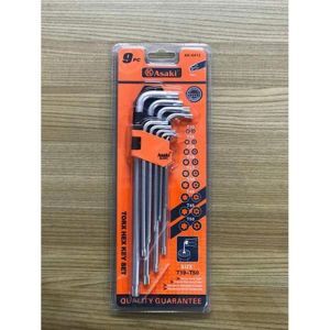 Bộ lục giác sao dài xi mờ 9 cây Asaki AK-413