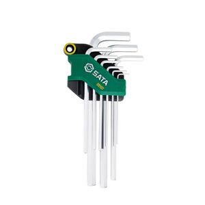 Bộ lục giác tay cầm dài 9 chi tiết Sata 09-107 (Xám bạc)