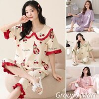 Bộ lửng nữ mặc nhà, bộ đồ ngủ nữ cotton quần lửng áo cộc tay thoáng mát, màu sắc trẻ trung size từ 40 đến 80 kg