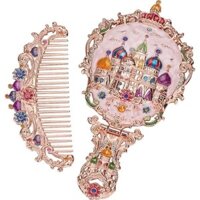 Bộ Lược Gương tay cầm Nga, gương trang điểm nữ, gương cầm tay cầm tay, phong cách công chúa, hoa chạm khắc phong cách cổ