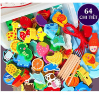 Bộ Luồn Xâu Chữ Cái, Số. Đồ chơi sâu hạt 64 chi tiết Phương Tiện Giao Thông Bằng Gỗ