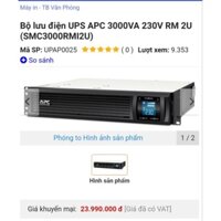 Bộ lưu điện UPS APC 3000VA 230V RM 2U (SMC3000RMI2U)