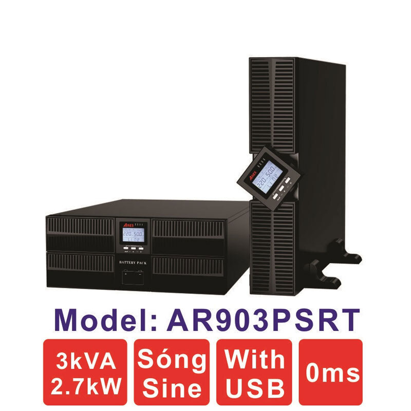 Bộ lưu điện UPS ARES AR903PSRT 3kVA 2.7kW dòng ONLINE
