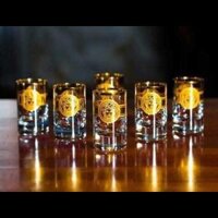 Bộ ly Bohemia shot pha lê mạ vàng 24k họa tiết