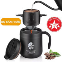 Bộ Ly Giữ Nhiệt,Phin Lọc Cà Phê,Trà (Khắc Tên Theo Yêu Cầu) 350ML Bằng Thép Không Gỉ Có Tay Cầm - Hàng mới về