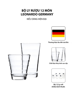 Bộ ly rượu 12 món Leonardo Germany