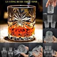 Bộ Ly Rượu Thủy Tinh 215ML (bộ 6 cái) Trụ Tròn hoa văn Lá cao cấp – Bộ Ly Uống Rượu Đẹp –Ly Thủy Tinh Uống Rượu (G6)
