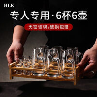Bộ ly rượu trắng, Bình chia rượu thủy tinh pha lê dày dặn gia dụng, ly rượu một miệng cỡ nhỏ, Ly Rượu Mạnh Trung Quốc, ly rượu nhỏ 6WCZ