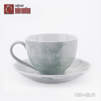 Bộ ly sứ uống cafe Cappuccino dáng cao 220ml vân đá