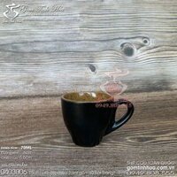 Bộ ly tách sứ uống cà phê espresso 70ml gốm sứ Bát Tràng cao cấp men đen lòng gốm - Ly cafe