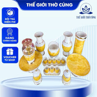 Bộ ly thờ cúng sứ màu vàng cao cấp